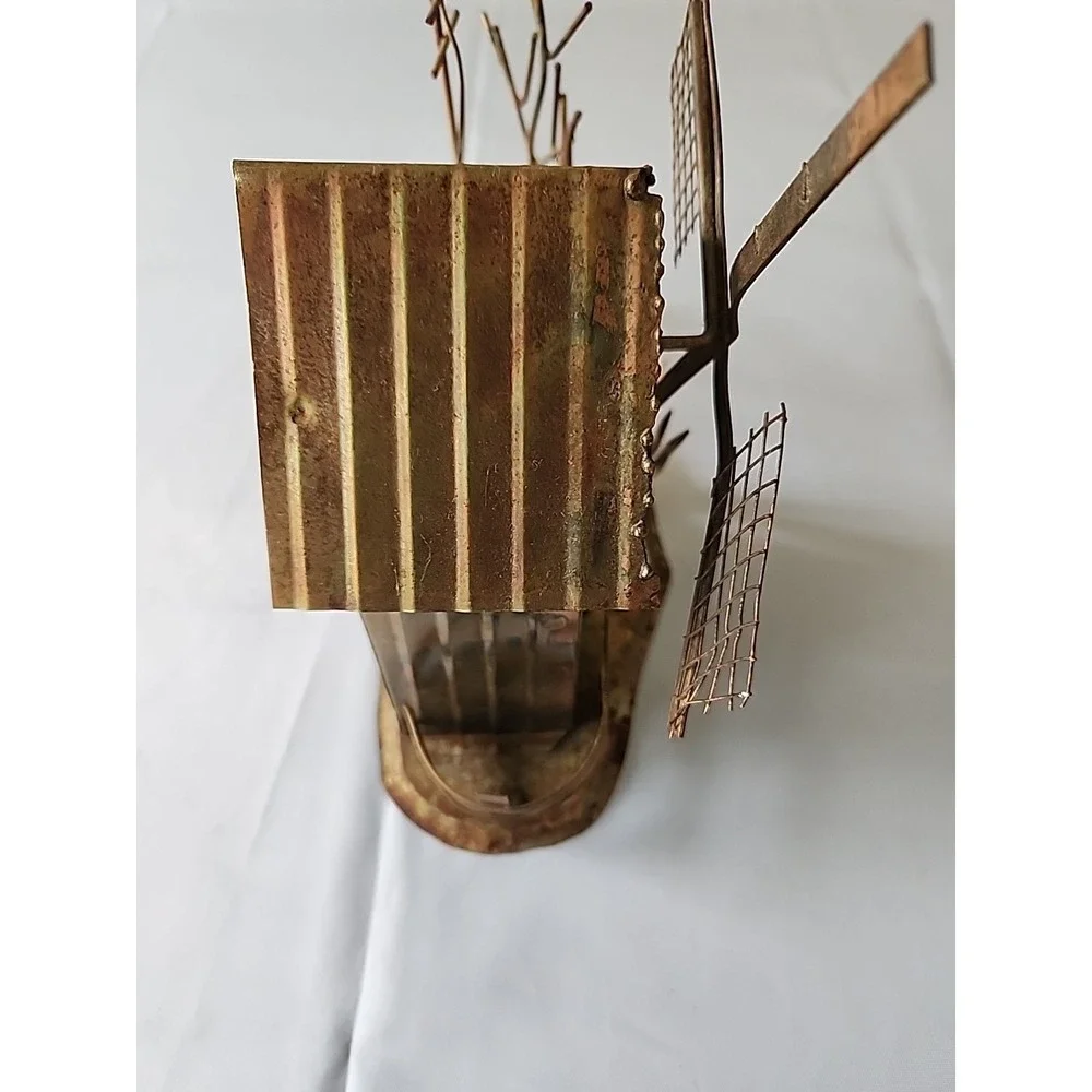Vintage Handcrafted Metal Music Box‎ Farm Style Windmill Rustic Great Gift